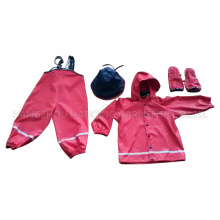 PU rojo sólido reflectante Rainwear para niños / bebé